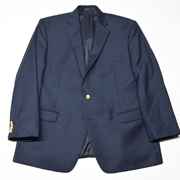 Lauren Ralph Lauren 46R Navy 100% Wool Gold Button Mens Blazer Sport Coat Jacket